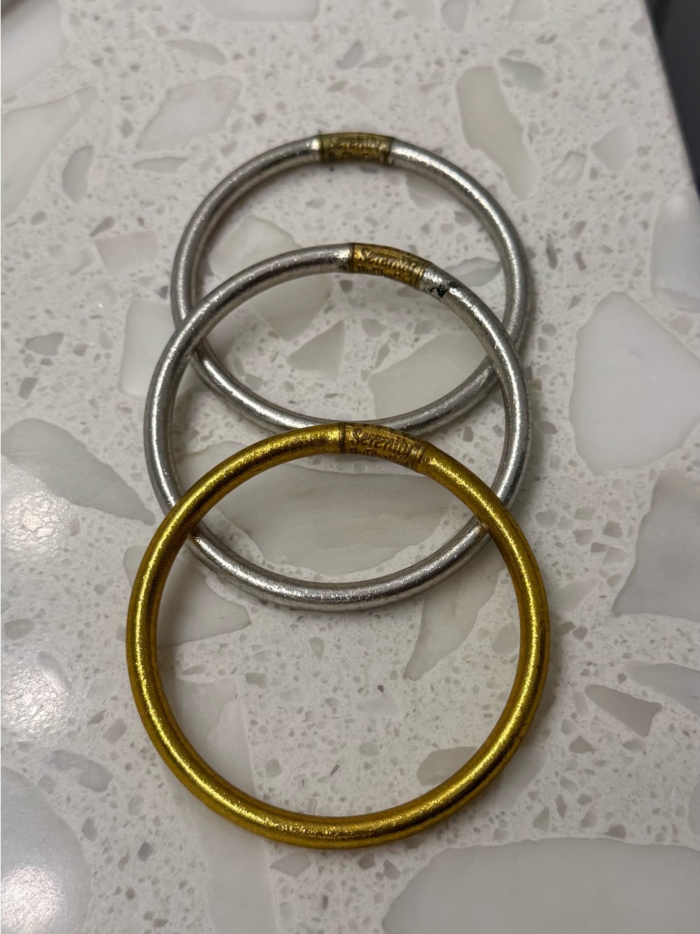 Authentic BuDhaGirl All Weather Bangles – Medium – Gold & Silver